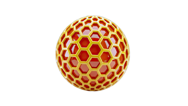 Honeycomb Sphere on White Background - Powered by Adobe