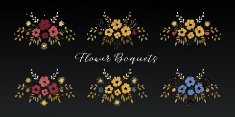 Floral arrangements a collection of colorful bouquets on a dark background