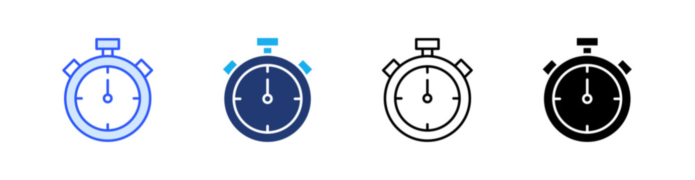 Stopwatch Multiple Style Icon Set Vector 