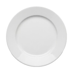 Empty white plate on table kitchen minimalistic design isolated on transparent background