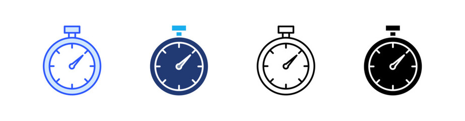 Timer Multiple Style Icon Set Vector 