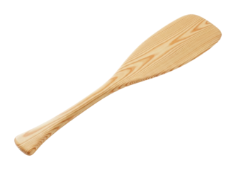 Cooking action with wooden spatula in kitchen environment isolated on transparent background