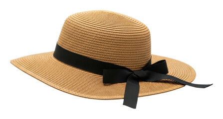 Summer fashion accessory straw hat relaxed stylish view isolated on transparent background