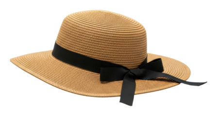 Summer fashion accessory straw hat relaxed stylish view isolated on transparent background