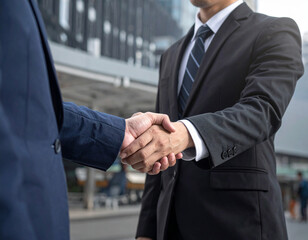 握手を交わすビジネスマン　協力　挨拶　交渉成立　ビジネスパートナー