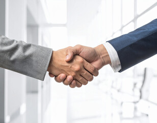 握手を交わすビジネスマン　協力　挨拶　交渉成立　ビジネスパートナー　白背景