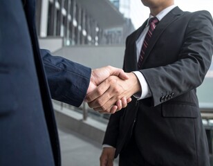 握手を交わすビジネスマン　協力　挨拶　交渉成立　ビジネスパートナー