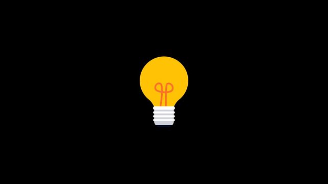 Question mark turning into light bulb idea loop animation on transparent background