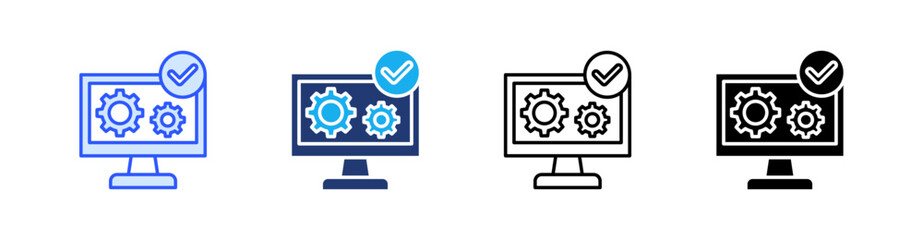 System Multiple Style Icon Set Vector 