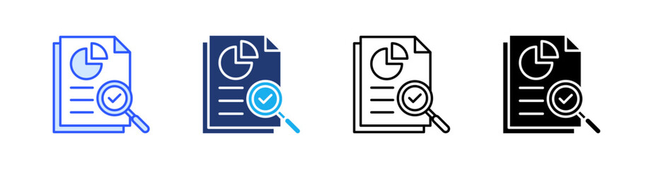 Analysis Multiple Style Icon Set Vector 