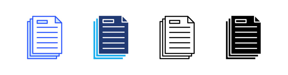 Document Multiple Style Icon Set Vector 