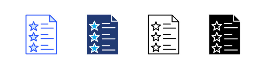 Rating Multiple Style Icon Set Vector 