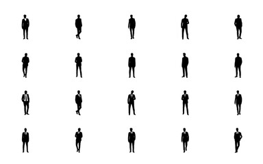 Businessman Office Silhouette, Corporate People, Professional Work Vector Collection