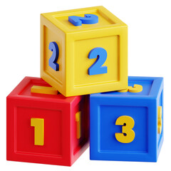 Number Blocks Toy 3D Illustration