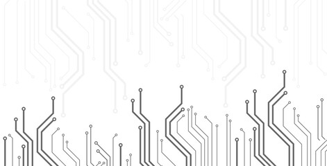 Minimal technology background with thin gray circuit lines on white surface, abstract electronic pattern with clean design and copy space for digital, engineering and modern tech concepts.