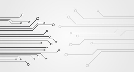 Minimal technology background with thin gray circuit lines on white surface, abstract electronic pattern with clean design and copy space for digital, engineering and modern tech concepts.