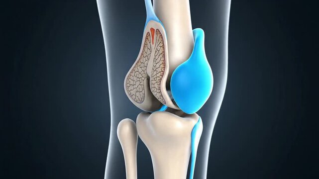 3D Animation: Human Knee Joint Cross-Section and Orbiting Camera View
