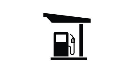 A simple black and white illustration of a gas station pump a common roadside structure silhouette