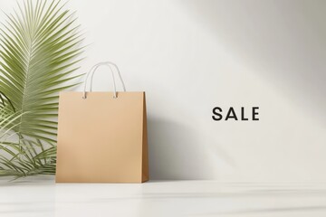 Shopping bag with sale text on it for promotional retail advertising and consumer purchases