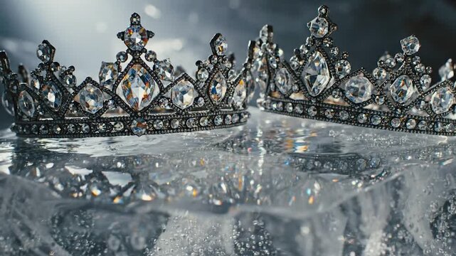 Luxury diamond tiara frozen in ice