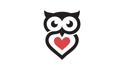 Love owl logo icon flat vector design. 
