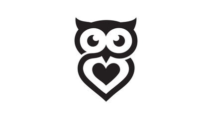 Love owl logo icon flat vector design. 