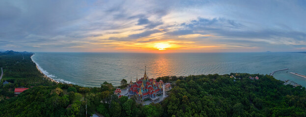 Stunning sunset view over Wat Thang Sai temple in Baan Krood Thailand