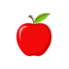 Fototapeta premium red apple with green leaf.