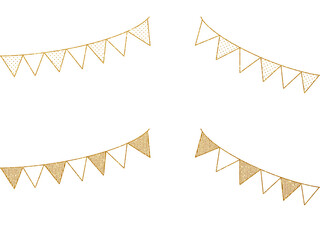 金色のガーランドフラッグのセット・線画