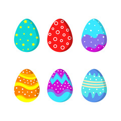 Colorful Easter Eggs Set with Decorative Patterns.