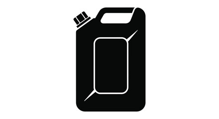 A stark black silhouette of a plastic fuel container clearly defined against a white background silhouette