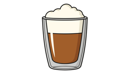 Vector Illustration of Coffee Drink with Foam in Double Wall Glass