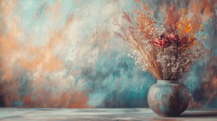 Vase filled with colorful flowers displaying natural beauty in a home setting