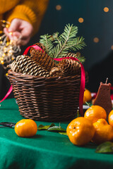 A basket of cones on the New Year's table