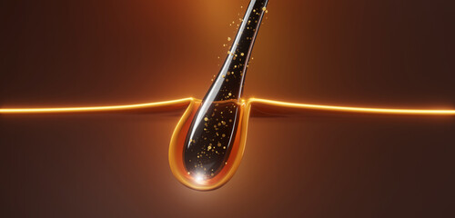 Nourish hair of shampoo or serum. Repair damaged hair. 3d rendering. 