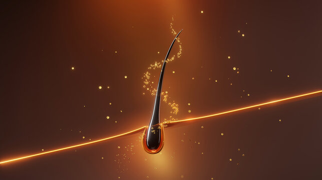 Nourish hair of shampoo or serum. Repair damaged hair. 3d rendering. 