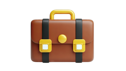3D Brown Briefcase Isolated on White Background