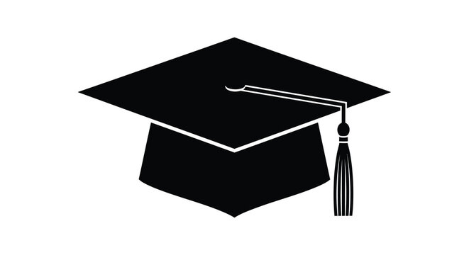 A simple black graduation cap illustration with a golden tassel a classic academic symbol silhouette