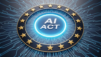 European union ai act logo symbolizing artificial intelligence regulation and technology
