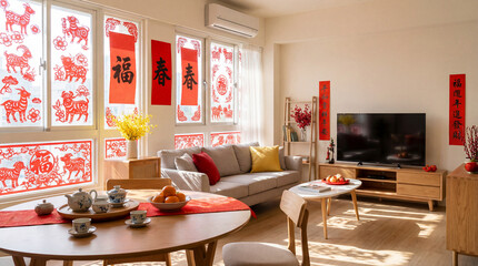 Living room decorating for chinese new year celebration