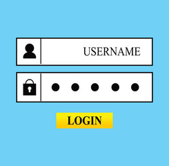 Vector illustration template for website login with username and password. Social media, website, verification, web design, security, internet access.