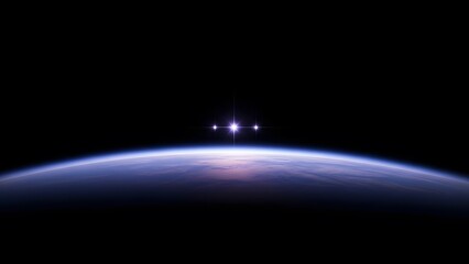 Minimal futuristic horizon glow on dark background with subtle cosmic light and space atmosphere