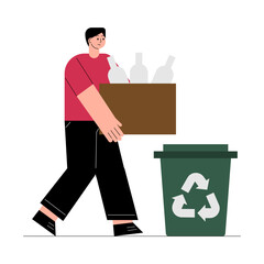 Person Placing Recycle Bottle. Zero Waste Community Awareness.