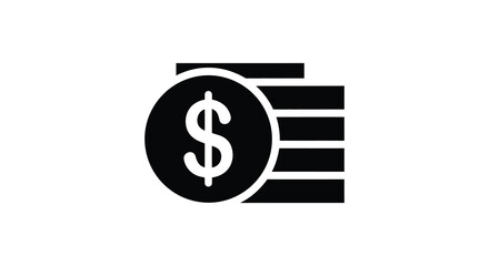 A striking black silhouette of a dollar sign within a circular fast forward icon silhouette