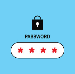 Vector illustration of a password icon, a cybersecurity concept for accessing personal data for applications, social media, websites, mobile phones, laptops, and computers. User access control.