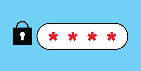 Vector illustration of a password icon, a cybersecurity concept for accessing personal data for applications, social media, websites, mobile phones, laptops, and computers. User access control.