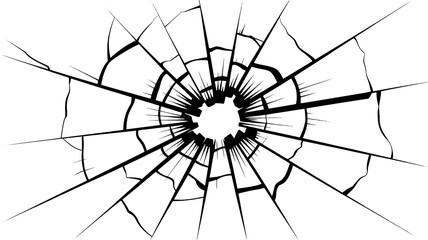 with white lines showing a realistic impact crack pattern on shattered glass texture
