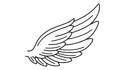 Obraz premium Single black outlined wing icon on a transparent background vector illustration.