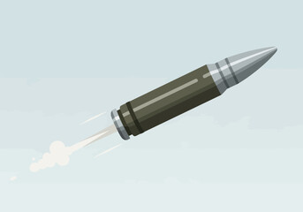 Obraz premium A projectile with a pointed tip and a casing is in flight.