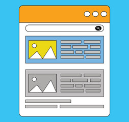 Vector illustration of SEO concepts for local search engine optimization of websites on search engine results pages (SERPs). Text-based paid advertising, organic results, browsing, internet, online.